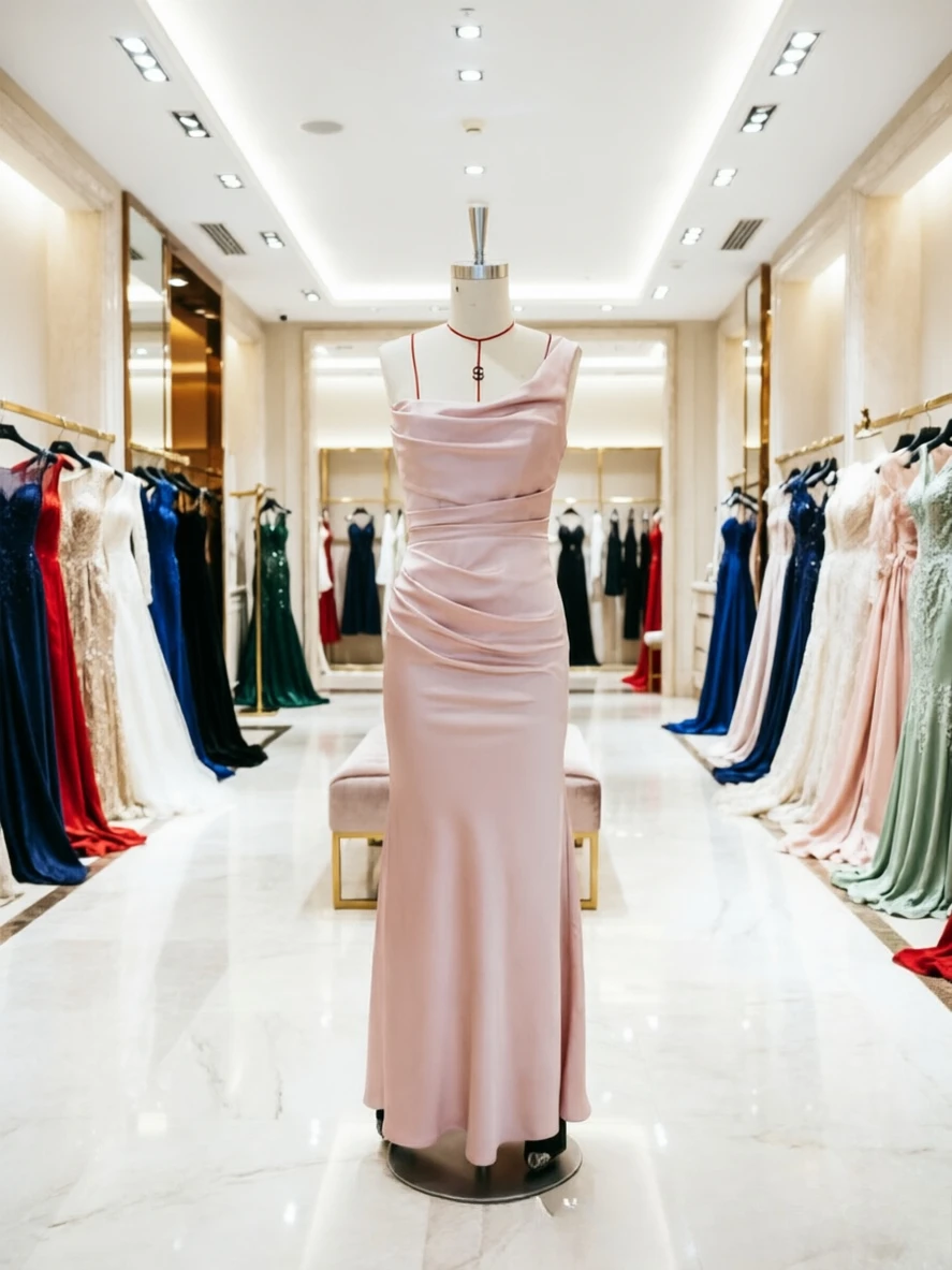Women One Shoulder Long Formal Party Gowns Draped Neckline Prom Dress Elegant Pink Satin Mermaid Evening Dress
Women One Shoulder Long Formal Party Gowns Draped Neckline Prom Dress Elegant Pink Satin Mermaid Evening Dress