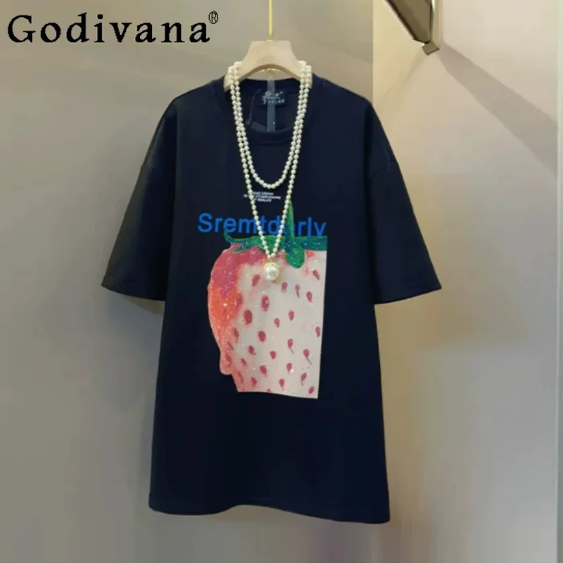 Summer New Fashion Short Sleeve Color Printed Crew Neck Top Girl Versatile Loose Age-reducing Leisure Korean Diamond T-shirt
Summer New Fashion Short Sleeve Color Printed Crew Neck Top Girl Versatile Loose Age-reducing Leisure Korean Diamond T-shirt