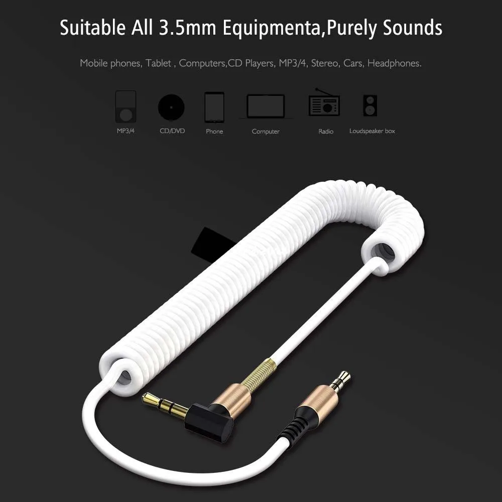 Earphone Headphone Cord Elbow Male To Male Spring Cable Gold-plated Plug Stereo Aux Cable Audio Wire Audio Cable Car Aux Cord
Earphone Headphone Cord Elbow Male To Male Spring Cable Gold-plated Plug Stereo Aux Cable Audio Wire Audio Cable Car Aux Cord