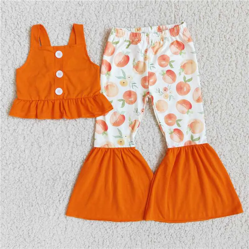 New Spring Summer Kids Girl lovely orange suspenders fruits print Flare Pants Western Design boutique Outfits
New Spring Summer Kids Girl lovely orange suspenders fruits print Flare Pants Western Design boutique Outfits