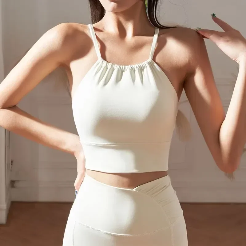 Yoga Top Halter Neck Tank Vest With Chest Pad Women's Sports Bra Anti-Shock Fitness Top Professional Beautiful Back Textile
Yoga Top Halter Neck Tank Vest With Chest Pad Women's Sports Bra Anti-Shock Fitness Top Professional Beautiful Back Textile