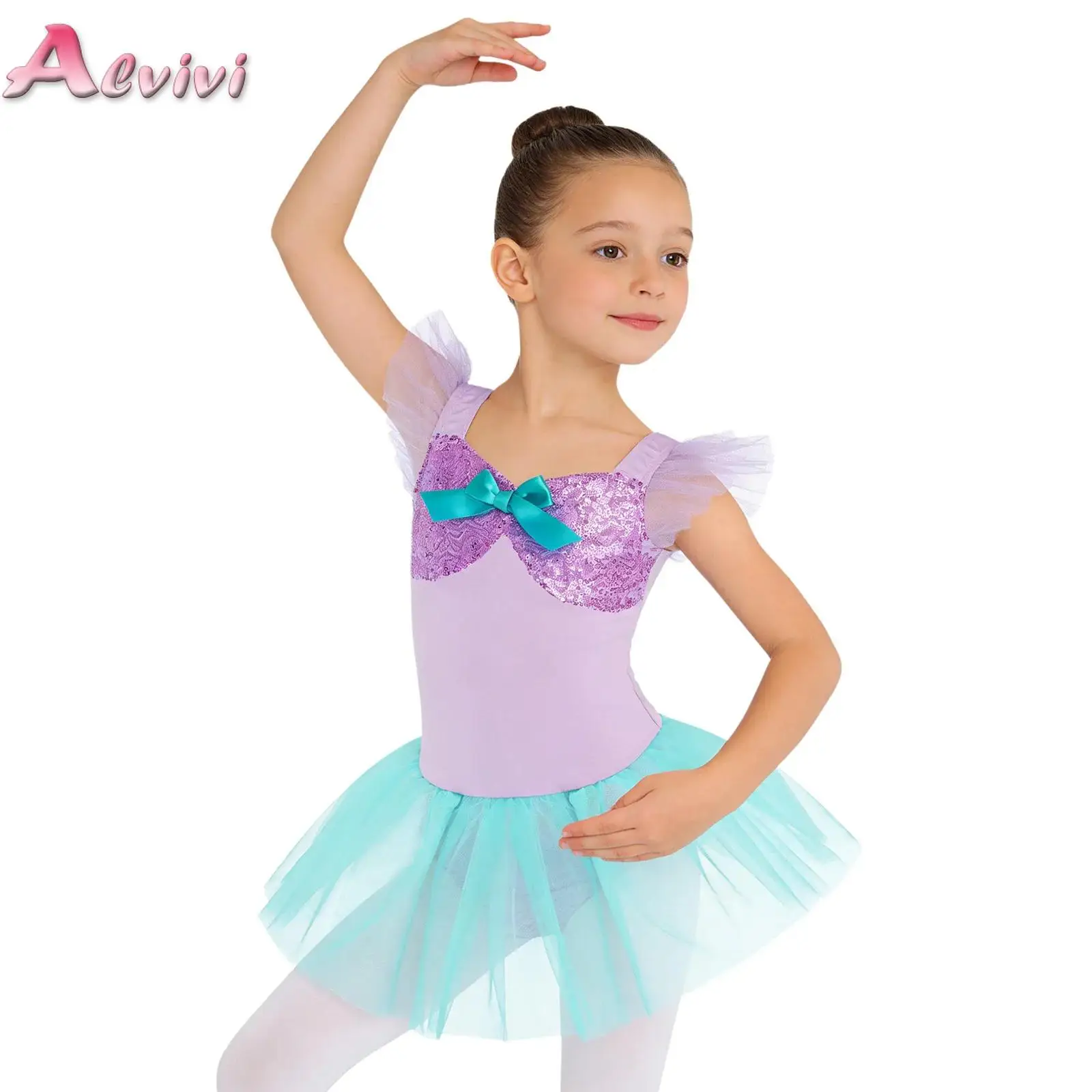 Kids Girls Princess Ballet Dance Dress Mermaid Ruffled Sleeve Bow Sequin Tulle Tutu Leotard Dress Practice Performance Costume
Kids Girls Princess Ballet Dance Dress Mermaid Ruffled Sleeve Bow Sequin Tulle Tutu Leotard Dress Practice Performance Costume
