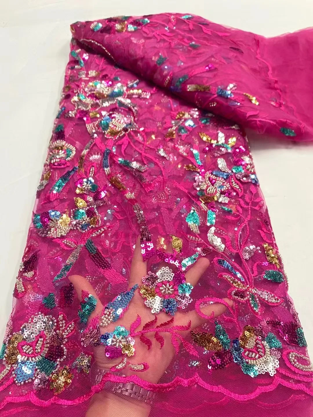 5 Yards Luxury African Groom Sequins Lace Fabric 2024 High Quality Beads Embroidery French Lace For Nigerian Wedding Dress
5 Yards Luxury African Groom Sequins Lace Fabric 2024 High Quality Beads Embroidery French Lace For Nigerian Wedding Dress