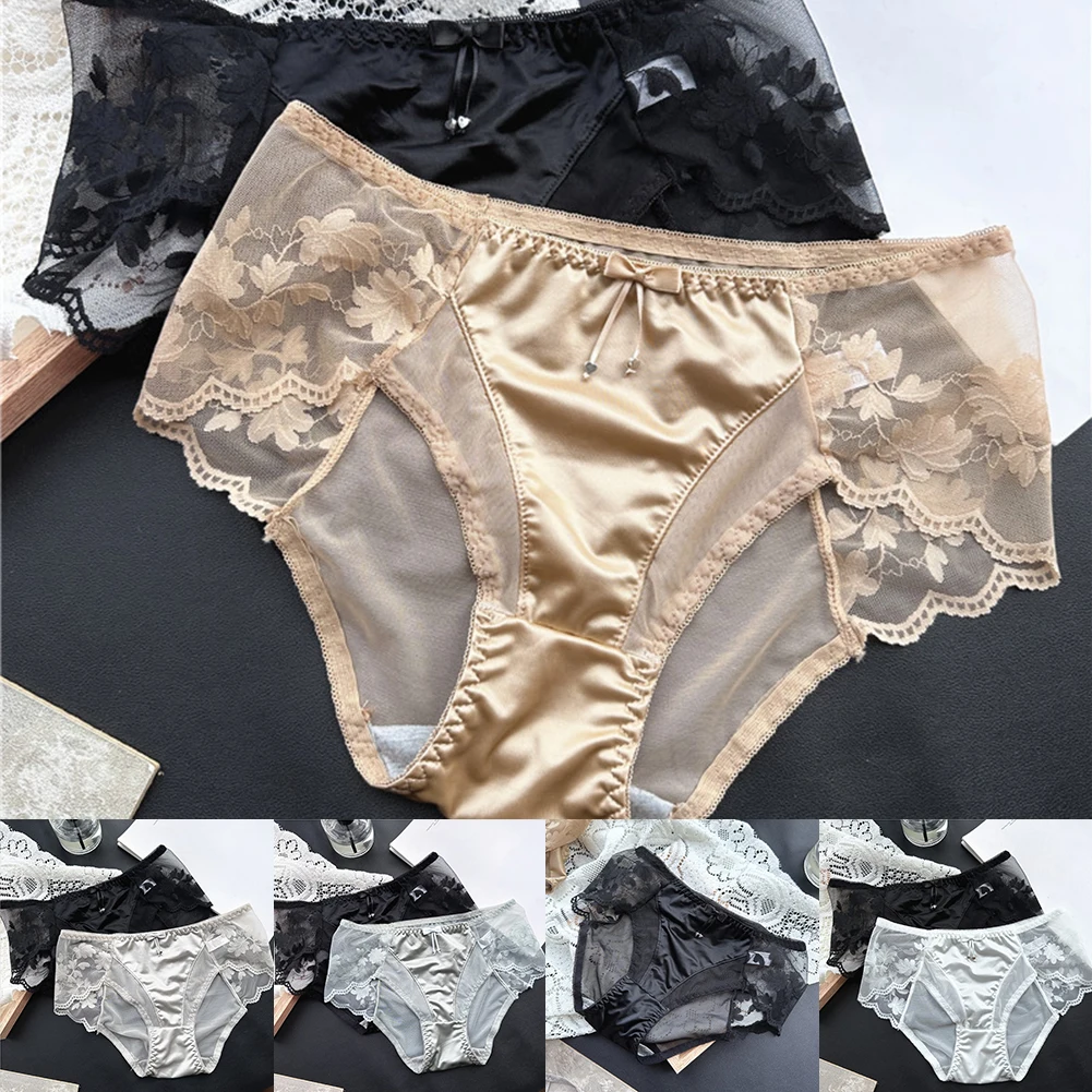 Sexy Women Lace Panties Satin Silk Comfortable Seamless Diamond Decorations Briefs Breathable Panties
Sexy Women Lace Panties Satin Silk Comfortable Seamless Diamond Decorations Briefs Breathable Panties