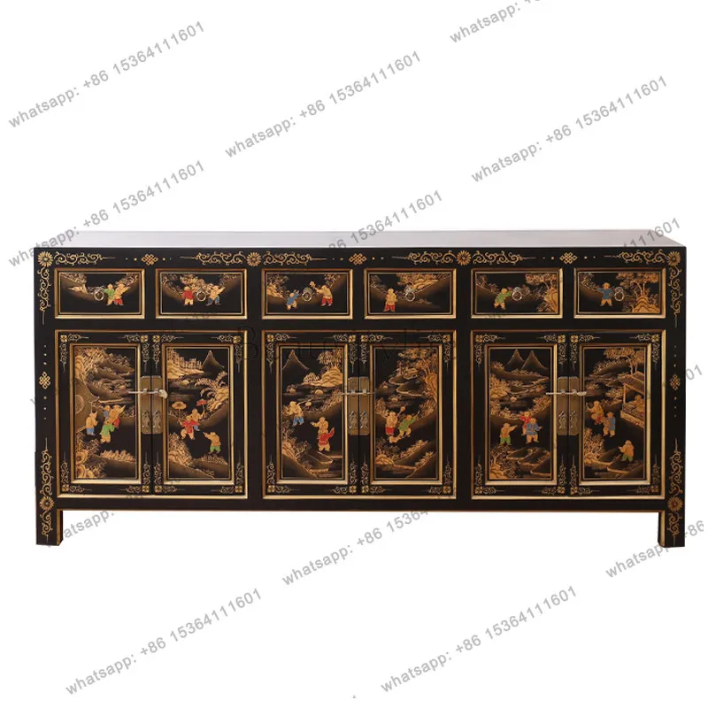 PG new Chinese paint hand-painted gold-painted side cabinet antique storage old elm multi-layer entrance cabinet customization
PG new Chinese paint hand-painted gold-painted side cabinet antique storage old elm multi-layer entrance cabinet customization