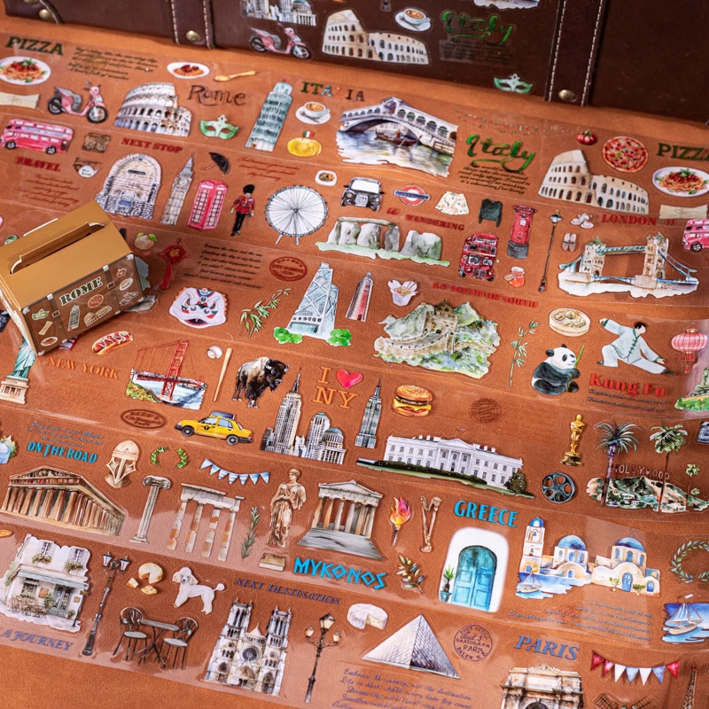 6style 6cm * 200cm/roll creative suitcase packaging hand-painted style roaming world scenery die-cutting PET tape DIY scrapbook
6style 6cm * 200cm/roll creative suitcase packaging hand-painted style roaming world scenery die-cutting PET tape DIY scrapbook
