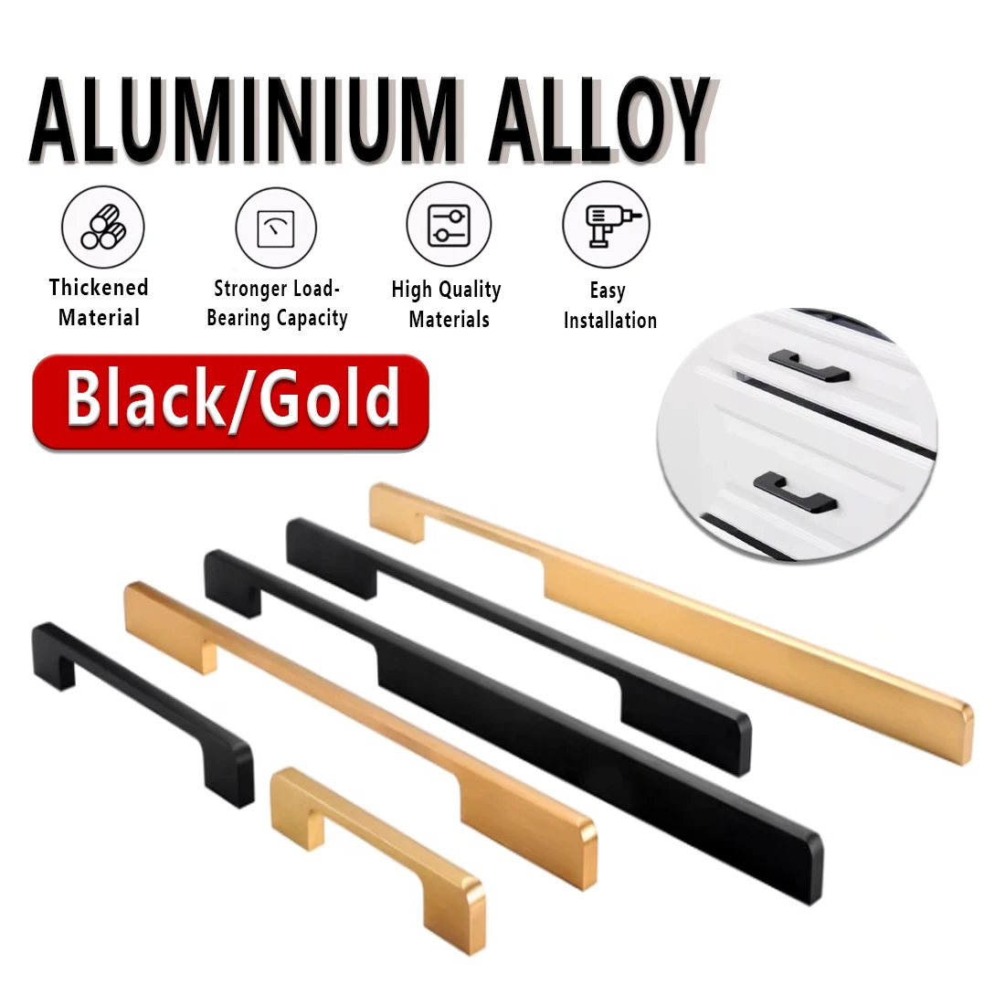 ✨Black Gold Modern Handles✨ Aluminum Alloy Pulls - Scratchproof Kitchen & Closet Hardware - Easy Install Drawer Knobs
✨Black Gold Modern Handles✨ Aluminum Alloy Pulls - Scratchproof Kitchen & Closet Hardware - Easy Install Drawer Knobs