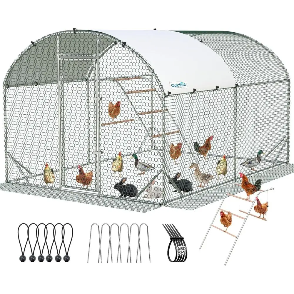 12x9x6.6ft Galvanized Metal Chicken Coop with Climbing Ladder, Walk-in Outdoor Cage, PVC Coated Wire, Waterproof UV-Resistant Co
12x9x6.6ft Galvanized Metal Chicken Coop with Climbing Ladder, Walk-in Outdoor Cage, PVC Coated Wire, Waterproof UV-Resistant Co