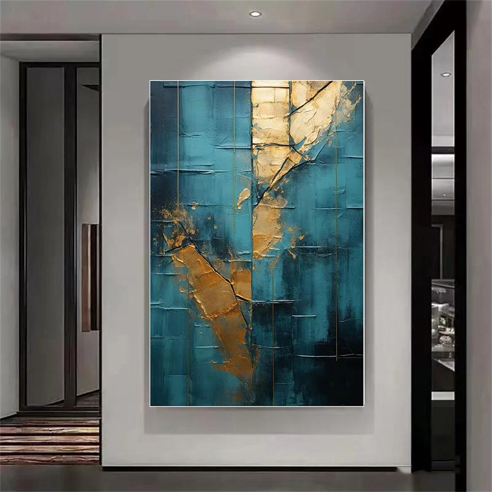 100% Hand-Painted Teal Gold Abstract Oil Painting, Modern Textured Wall Art for Living Room Home Decor
100% Hand-Painted Teal Gold Abstract Oil Painting, Modern Textured Wall Art for Living Room Home Decor