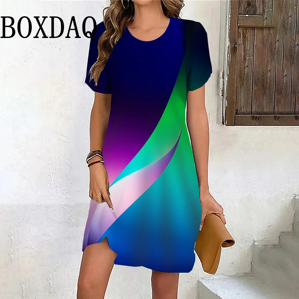 Women Summer Dress Gradient Print Fashion Elegant Ladies Mini Dress Short Sleeve Party Clothes Casual Streetwear New Spring 2024
Women Summer Dress Gradient Print Fashion Elegant Ladies Mini Dress Short Sleeve Party Clothes Casual Streetwear New Spring 2024