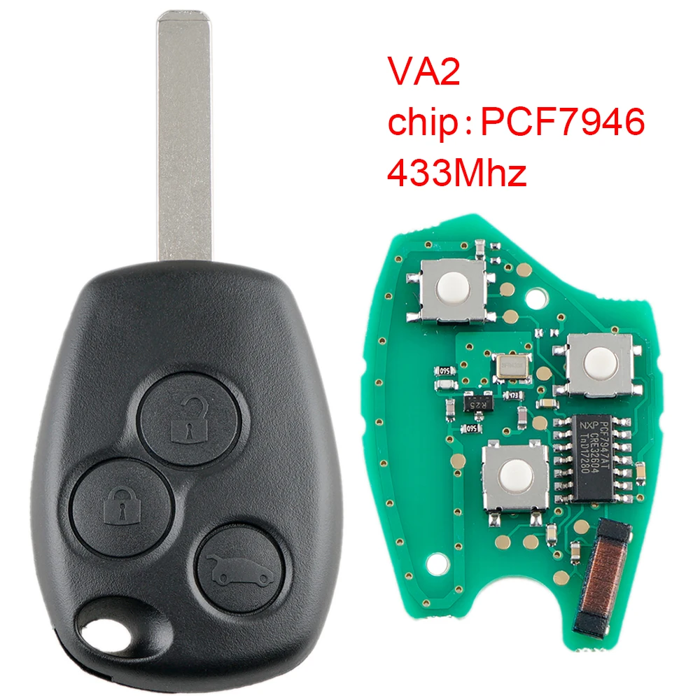3 Buttons 433MHz Car Remote Key Fob PCF7946 Chip and VA2 Blade Fit for Kangoo II/ Renault- / Clio- III Auto Replacement Part
3 Buttons 433MHz Car Remote Key Fob PCF7946 Chip and VA2 Blade Fit for Kangoo II/ Renault- / Clio- III Auto Replacement Part