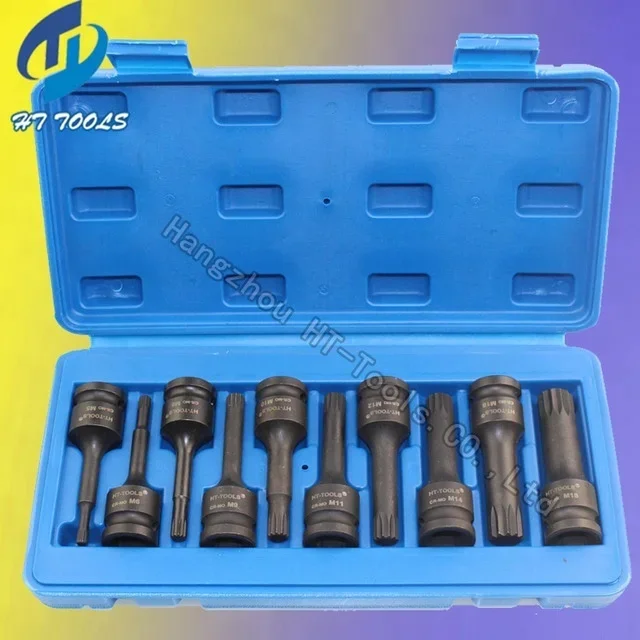 10pcs 1/2" DR.Impact Spline Bit Socket Set M5 M6 M8 M9 M10 M11 M12 M14 M16 M1878mm Length
10pcs 1/2" DR.Impact Spline Bit Socket Set M5 M6 M8 M9 M10 M11 M12 M14 M16 M1878mm Length