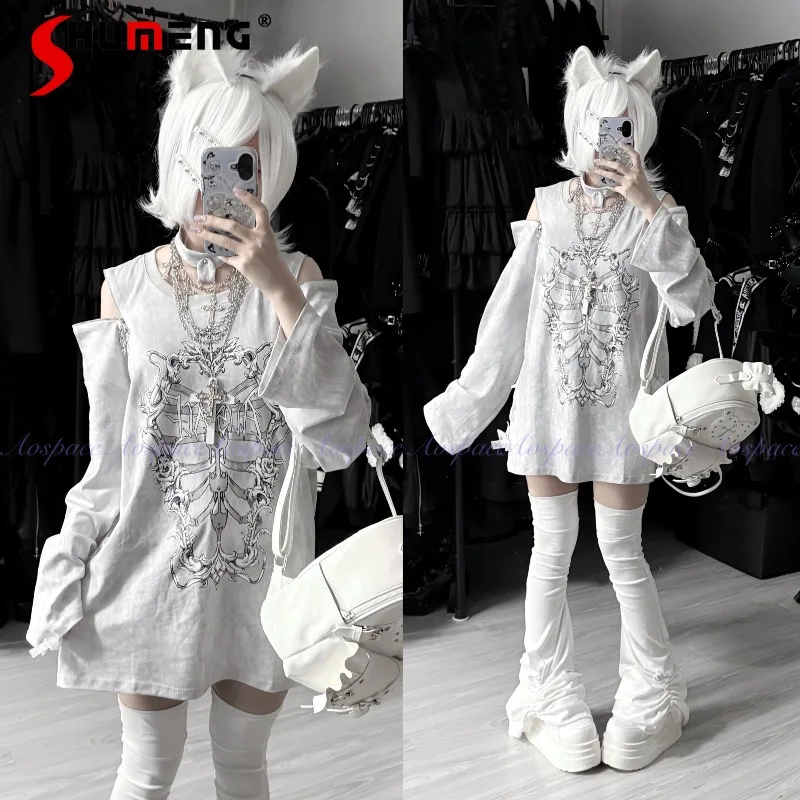 Original Off-Shoulder Subculture Tie-Dye Dark Style Halter Chain Long Sleeves T-shirt Japanese O-Neck Cool Top T-shirts Pullover
Original Off-Shoulder Subculture Tie-Dye Dark Style Halter Chain Long Sleeves T-shirt Japanese O-Neck Cool Top T-shirts Pullover