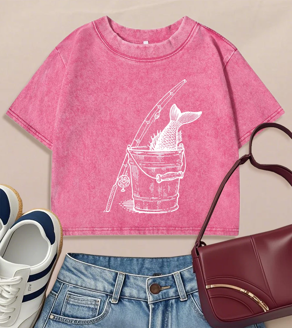 Fish That Fell Into The Fishing Bucket Print Washed Crop T Shirts Women Y2K Cotton T-Shirt Crewneck Top Street Slim Short Sleeve
Fish That Fell Into The Fishing Bucket Print Washed Crop T Shirts Women Y2K Cotton T-Shirt Crewneck Top Street Slim Short Sleeve