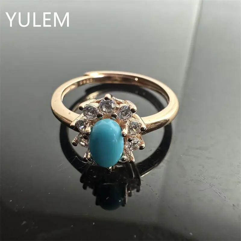 YULEM Classic Turqoise Ring for Engagement 4x6mm Natural Oval Turqoise Silver Ring 925 Silver Jewelry
YULEM Classic Turqoise Ring for Engagement 4x6mm Natural Oval Turqoise Silver Ring 925 Silver Jewelry