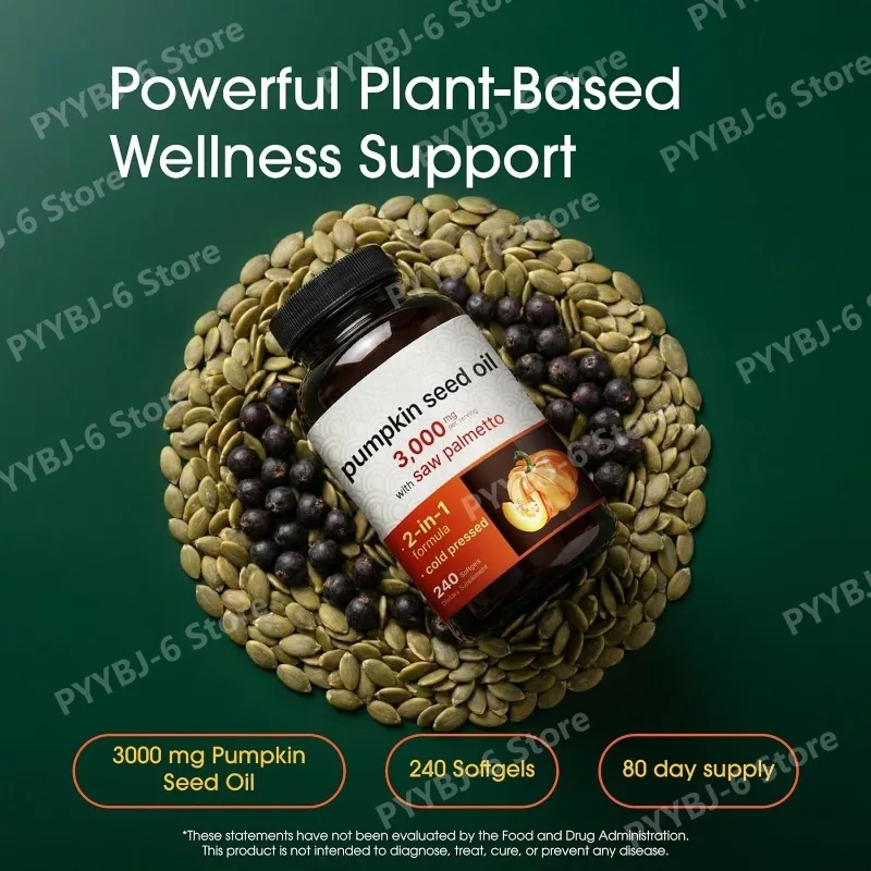 3000mg Pumpkin Seed Oil with Saw Palmetto 2-in-1 Formula Cold Pressed Daily Wellness Dietary Supplement for Adults 240 Softgels
3000mg Pumpkin Seed Oil with Saw Palmetto 2-in-1 Formula Cold Pressed Daily Wellness Dietary Supplement for Adults 240 Softgels