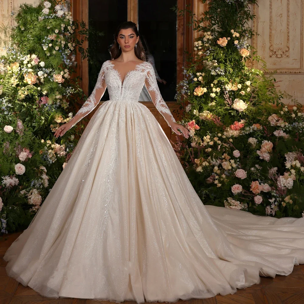 Flavinke Customized A-Line Wedding Dresses Scalloped Long Sleeve Vestido De Novia Appliques Embroidery Charming Made Bridal Gown
Flavinke Customized A-Line Wedding Dresses Scalloped Long Sleeve Vestido De Novia Appliques Embroidery Charming Made Bridal Gown