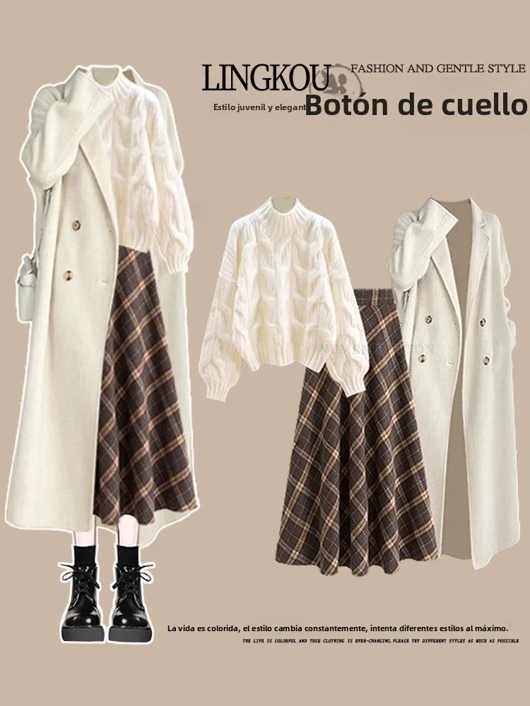 plus Size Autumn Winter Professional Knitted Long Coat And Skirt Set Women's Checkered Slimming Half-length Skirt Three-piece...
plus Size Autumn Winter Professional Knitted Long Coat And Skirt Set Women's Checkered Slimming Half-length Skirt Three-piece...