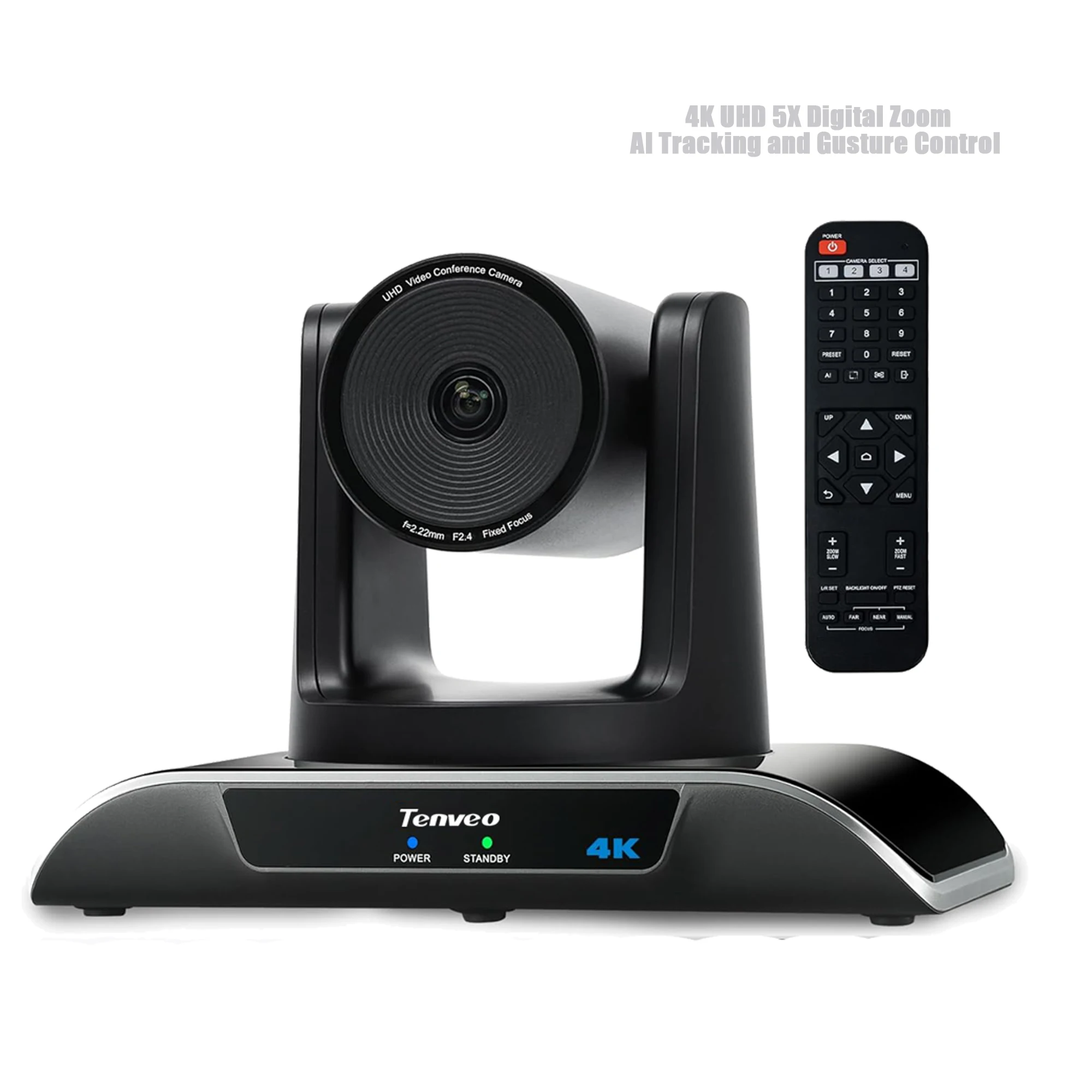 4K PTZ Conference Camera With AI-Powered Auto Tracking 5X Digital Zoom USB 3.0 120 FOV For Zoom Meeting Live Streaming
4K PTZ Conference Camera With AI-Powered Auto Tracking 5X Digital Zoom USB 3.0 120 FOV For Zoom Meeting Live Streaming