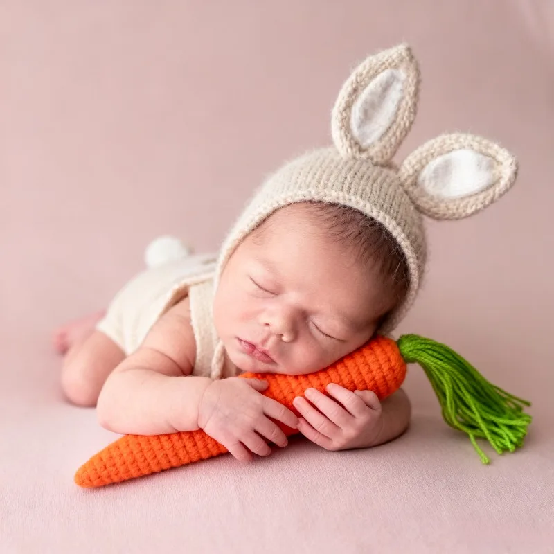 Handmade Crochet Bunny & Carrot Set, Newborn Baby Knitted Outfit for Photoshoot, Infant Rabbit Costume Photography Props bebe
Handmade Crochet Bunny & Carrot Set, Newborn Baby Knitted Outfit for Photoshoot, Infant Rabbit Costume Photography Props bebe