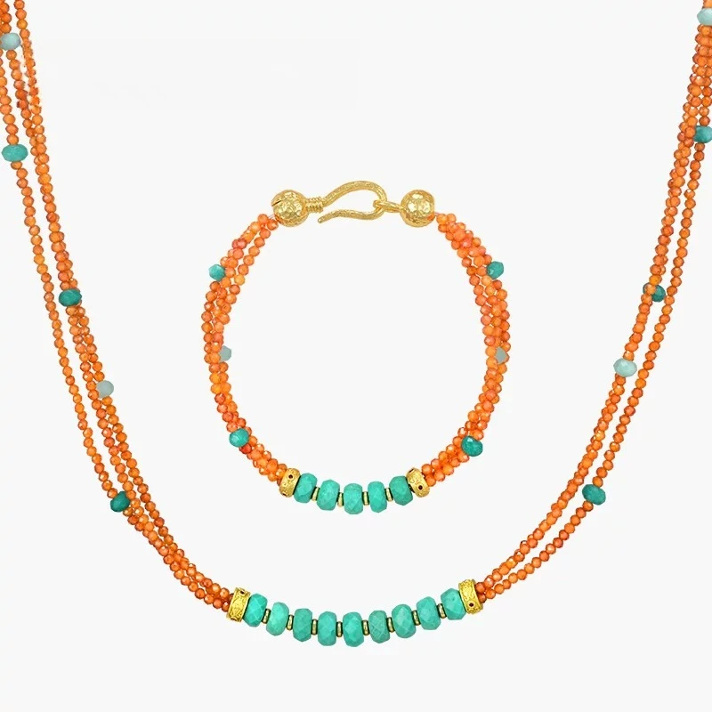 China-Chic New Chinese Heavy Industry Beaded Turquoise Necklace Women's 2024 New Orange Advanced Collar Chain
China-Chic New Chinese Heavy Industry Beaded Turquoise Necklace Women's 2024 New Orange Advanced Collar Chain