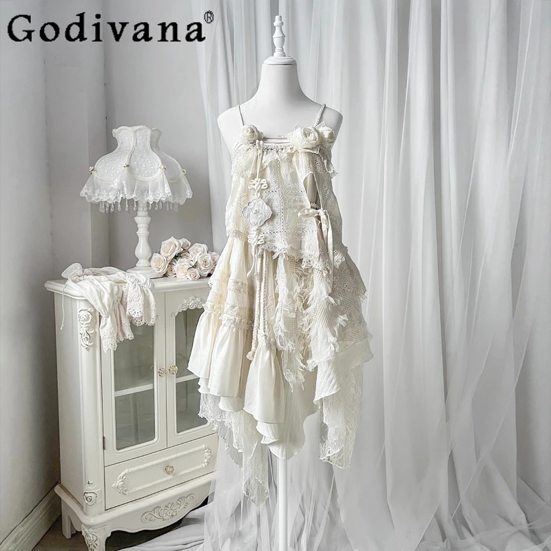 Lolita Style Wear Irregular Suspender Dress Women's Sleeveless Beach Vacation Dress Set Female Cosplay Street Wear Dress
Lolita Style Wear Irregular Suspender Dress Women's Sleeveless Beach Vacation Dress Set Female Cosplay Street Wear Dress
