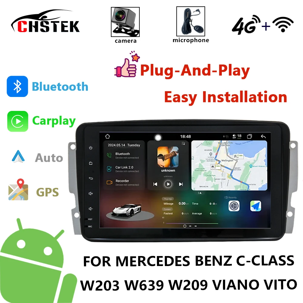 CHSTEK Car Radio For Mercedes Benz C-Class W203 Viano Vito W639 W209 Bluetooth Wireless Carplay Android WIFI 4G Screen Media GPS
CHSTEK Car Radio For Mercedes Benz C-Class W203 Viano Vito W639 W209 Bluetooth Wireless Carplay Android WIFI 4G Screen Media GPS