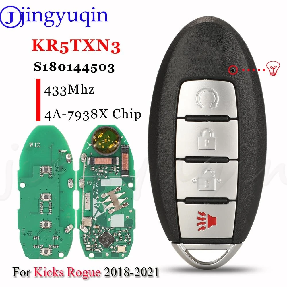 jingyuqin S180144503 KR5TXN3 Proximity Smart Key Fob 433MHz 4A Chip For Nissan Kicks Rogue 2018 2019 2020 2021 4Buttons
jingyuqin S180144503 KR5TXN3 Proximity Smart Key Fob 433MHz 4A Chip For Nissan Kicks Rogue 2018 2019 2020 2021 4Buttons