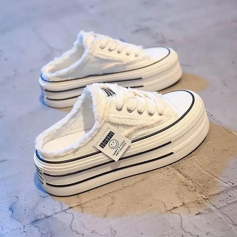 Women's Baotou Slippers Autumn New Round Head Lace-up Canvas Shoes No Heel Lazy Thick Sole Half Drag
Women's Baotou Slippers Autumn New Round Head Lace-up Canvas Shoes No Heel Lazy Thick Sole Half Drag
