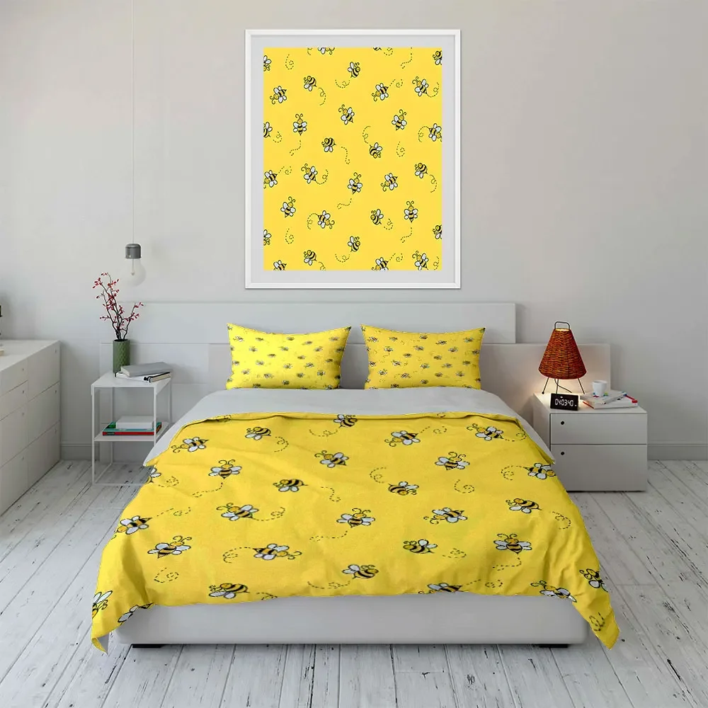Cute Bee Design Three-Piece Set Multiple sizes kid's and adults' bedroom Exquisite 3PC bedding set, gift
Cute Bee Design Three-Piece Set Multiple sizes kid's and adults' bedroom Exquisite 3PC bedding set, gift