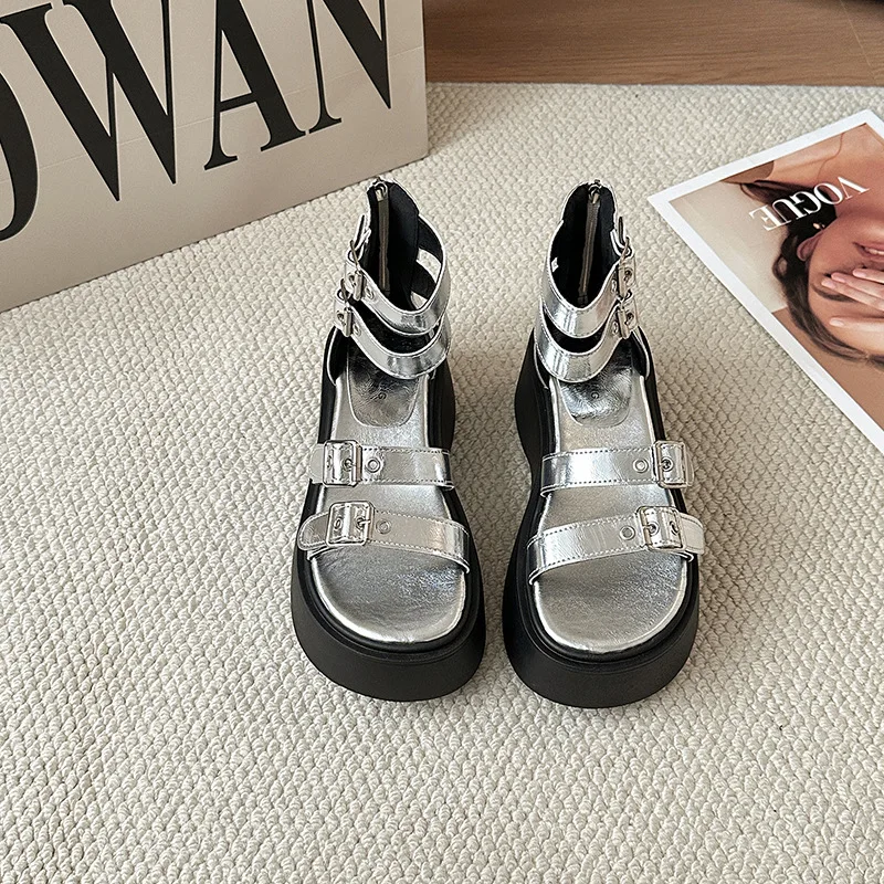 Women Platform Sandals French Retro Belt Buckle Open-toed Roman Sandal Women's Versatile Heightening Beach Shoes Sandalias Mujer
Women Platform Sandals French Retro Belt Buckle Open-toed Roman Sandal Women's Versatile Heightening Beach Shoes Sandalias Mujer