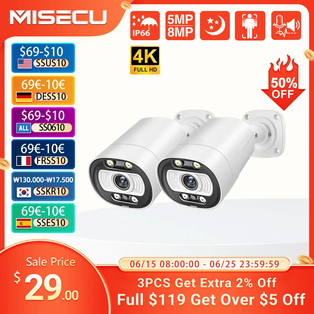 MISECU UHD 8MP 4K Outdoor POE IP Camera AI Smart H.265 Two Way Communication Color Night Vision Home Record Surveillance Camera
MISECU UHD 8MP 4K Outdoor POE IP Camera AI Smart H.265 Two Way Communication Color Night Vision Home Record Surveillance Camera