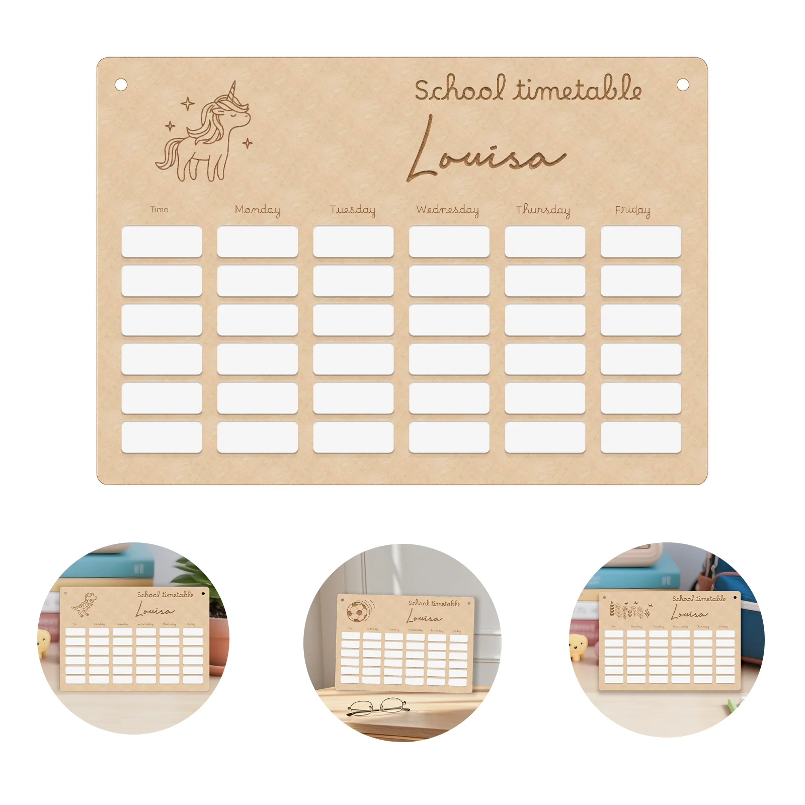 Personalized Wooden School Timetable Board - 36 Reusable Slots Chalk Writable for Kids, School Start Gift with Name Engraving
Personalized Wooden School Timetable Board - 36 Reusable Slots Chalk Writable for Kids, School Start Gift with Name Engraving