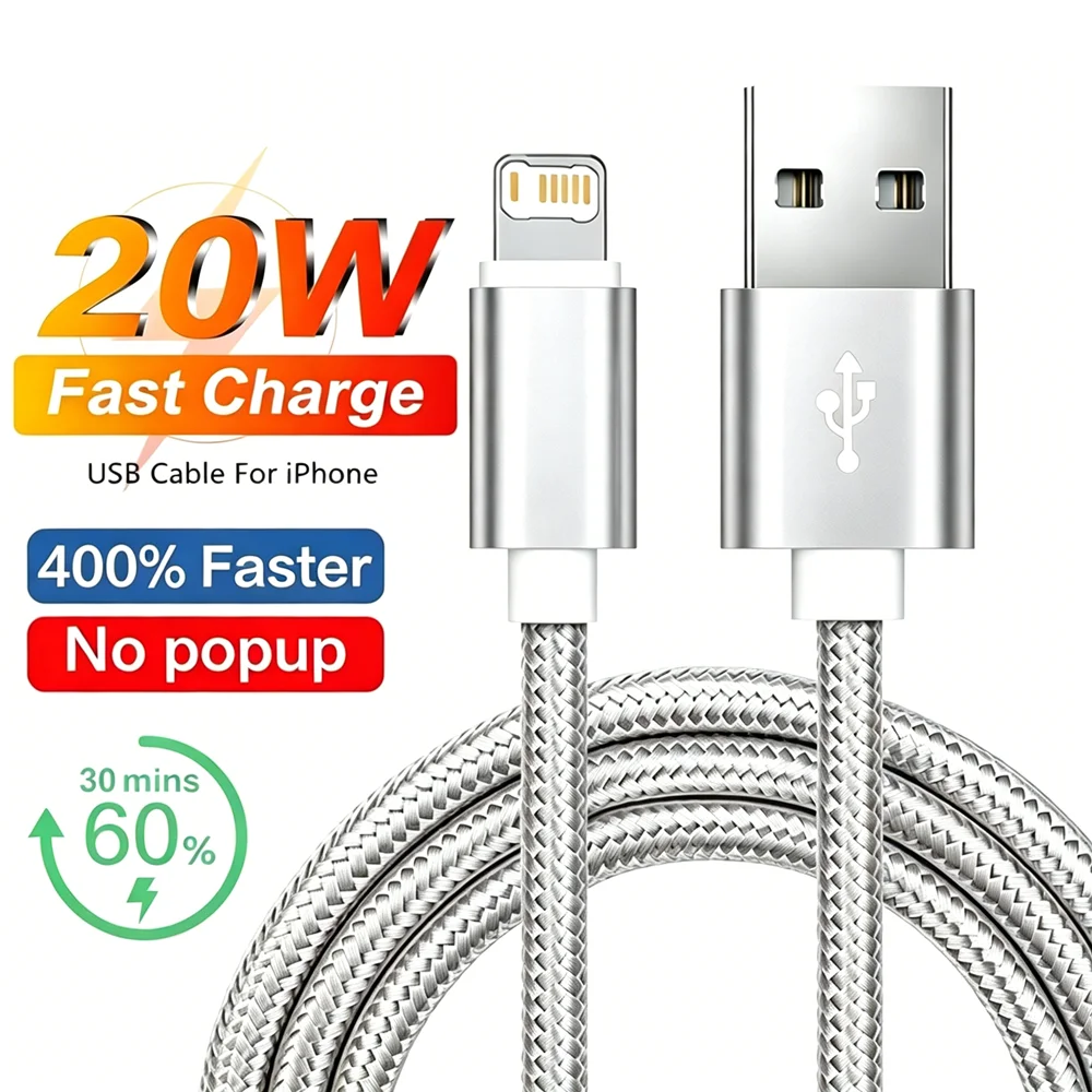 20W USB Braided Fast Charging Cable For iPhone 11 12 13 Mini 14 Pro Max 6 7 8 Plus X XR XS Max SE Rapid Charge Phone Data Cables
20W USB Braided Fast Charging Cable For iPhone 11 12 13 Mini 14 Pro Max 6 7 8 Plus X XR XS Max SE Rapid Charge Phone Data Cables