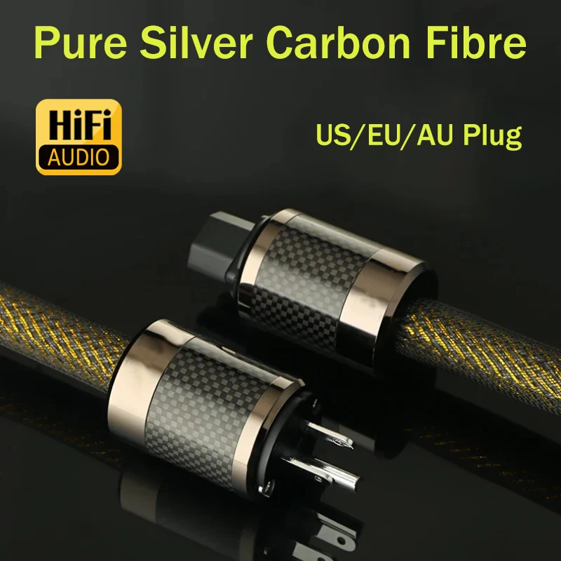 Hifi Pure silver Power Cable US/EU Schuko Power Cord Audiophile AC Power Wire Silver shiel with Carbon Fiber Plug Sweet Sound
Hifi Pure silver Power Cable US/EU Schuko Power Cord Audiophile AC Power Wire Silver shiel with Carbon Fiber Plug Sweet Sound