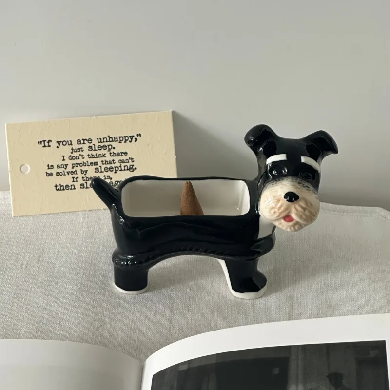 Creative Schnauzer Storage Decoration Ornaments, Cute Cartoon Dog Ceramic Incense Burner Ornaments,Home Decoration Key Storage
Creative Schnauzer Storage Decoration Ornaments, Cute Cartoon Dog Ceramic Incense Burner Ornaments,Home Decoration Key Storage