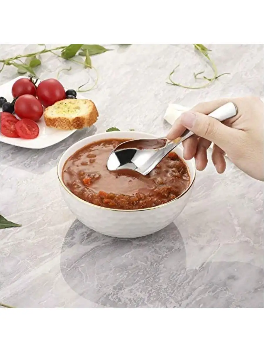 Heavy Duty Stainless Steel Soup Spoons Set Of 6, Thick Ergonomic Handle, Polished Finish
Heavy Duty Stainless Steel Soup Spoons Set Of 6, Thick Ergonomic Handle, Polished Finish