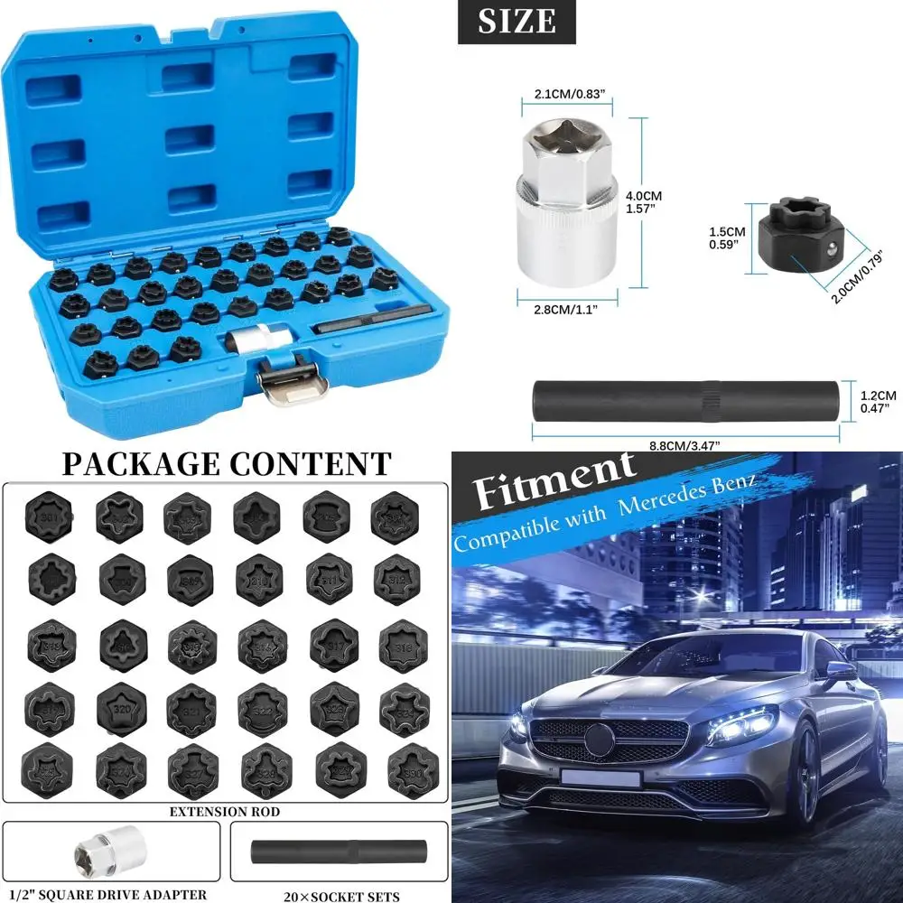 BHB 32 шт., набор инструментов для снятия ключа стопорной гайки колеса, противоугонный стопорный наконечник колеса, набор для снятия винтов с перфоратором и отверткой 1/2 дюйма
BHB 32 шт., набор инструментов для снятия ключа стопорной гайки колеса, противоугонный стопорный наконечник колеса, набор для снятия винтов с перфоратором и отверткой 1/2 дюйма