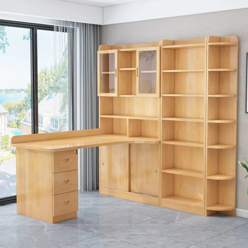 Solid wood corner desk bookshelf integrated bedroom computer table combination household children's study table simple study
Solid wood corner desk bookshelf integrated bedroom computer table combination household children's study table simple study
