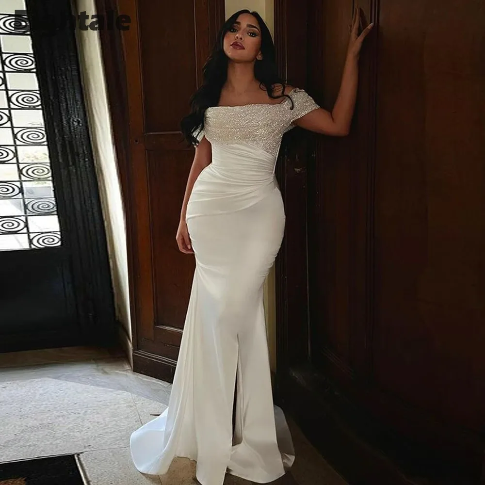Eightale Elegant Wedding Dress Cap Sleeves Sequin Customized Satin White Ivory Mermaid Side Slit Bridal Gown Vestido De Noiva
Eightale Elegant Wedding Dress Cap Sleeves Sequin Customized Satin White Ivory Mermaid Side Slit Bridal Gown Vestido De Noiva