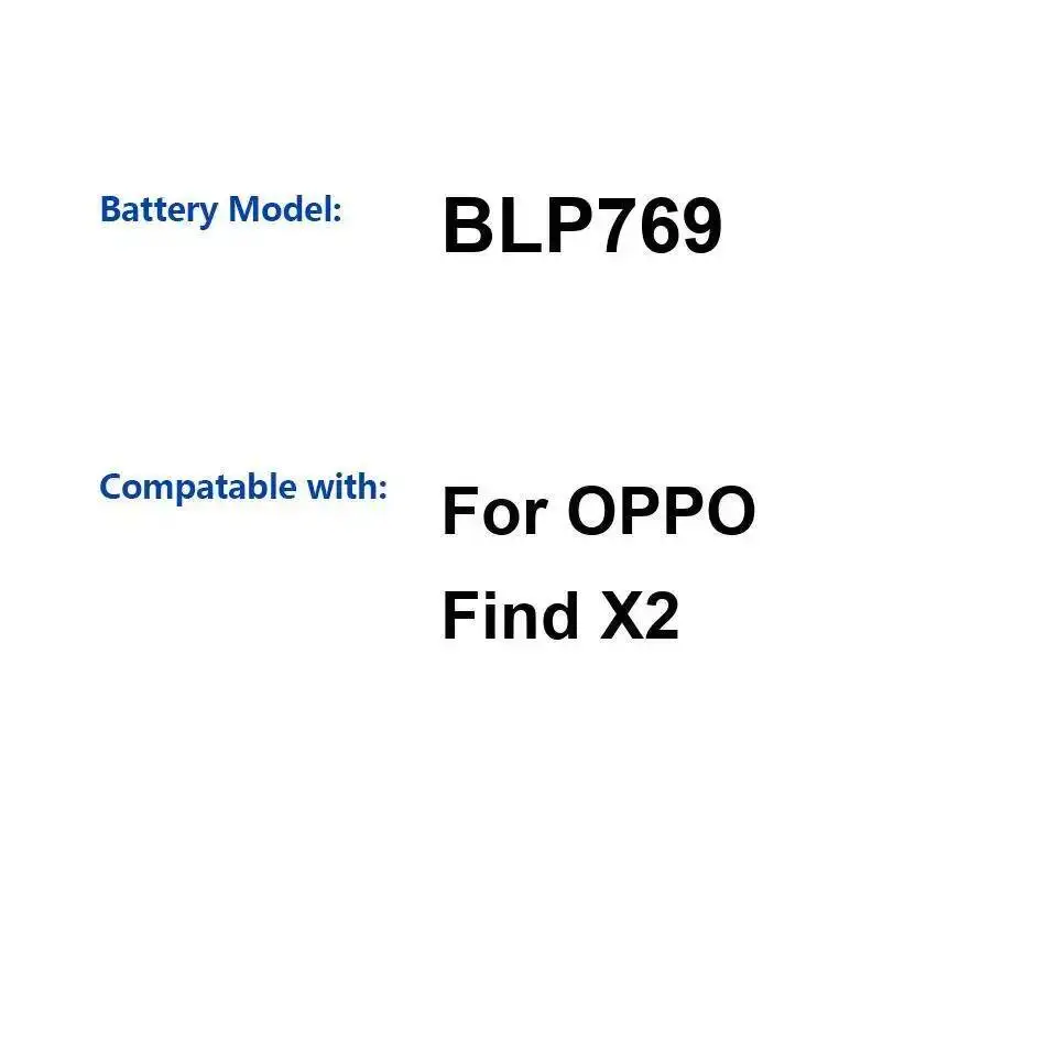 2100 мАч для Oppo Find X2, аккумулятор для мобильного телефона высокой емкости BLP769
2100 мАч для Oppo Find X2, аккумулятор для мобильного телефона высокой емкости BLP769