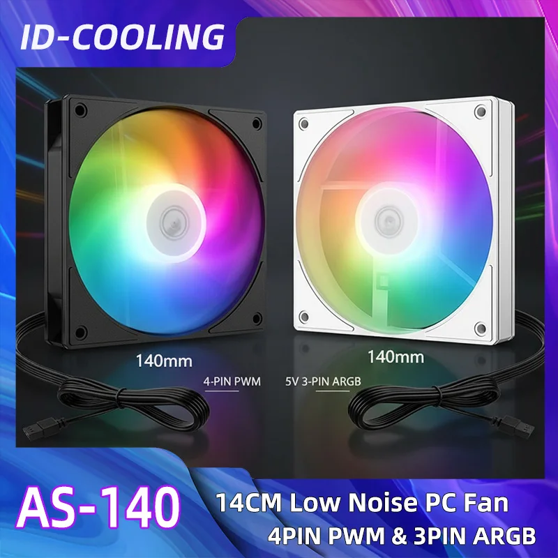 ID-COOLING AS-140 14CM Low Noise PC Case Fan 5V 3PIN ARGB 12V 4PIN PWM Silent Long Life Bearings CPU Cooling Fan For Gaming PC
ID-COOLING AS-140 14CM Low Noise PC Case Fan 5V 3PIN ARGB 12V 4PIN PWM Silent Long Life Bearings CPU Cooling Fan For Gaming PC