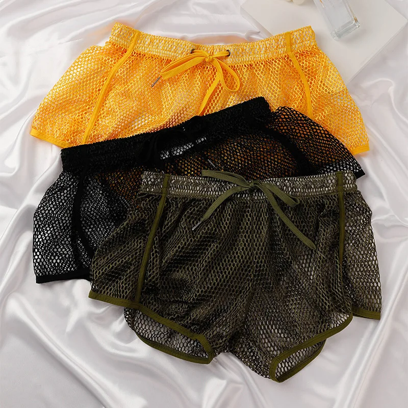 Summer Men's Arrow Pants Sexy Hollow-out Breathable Cool Boxer Briefs Casual Home Shorts Men's Transparent Loose Mesh Underpants
Summer Men's Arrow Pants Sexy Hollow-out Breathable Cool Boxer Briefs Casual Home Shorts Men's Transparent Loose Mesh Underpants