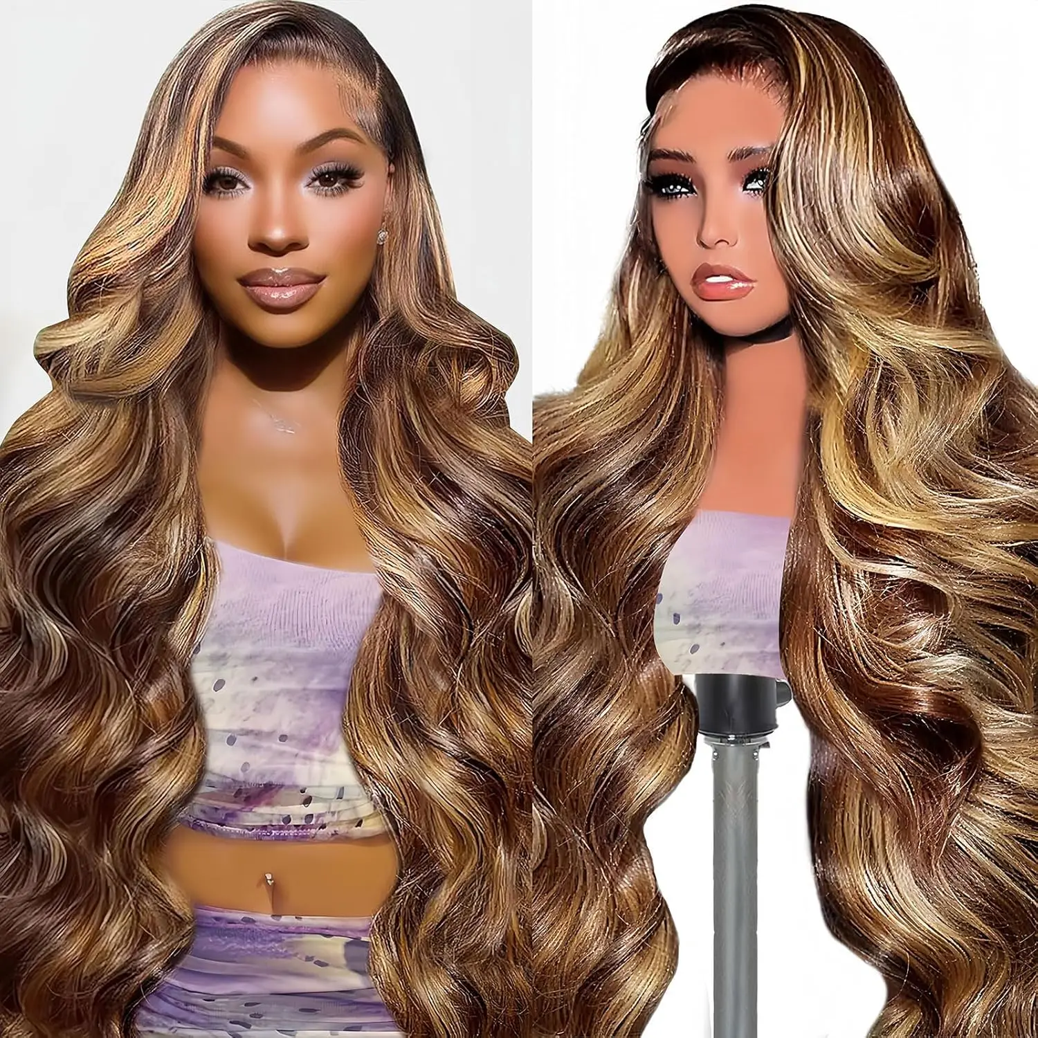 30 Inch 4/27 Highlight Wavy Wave Wig Human Hair 200 Density 13x4 HD Lace Front Wigs Body Wave Human Hair Frontal Wigs for Women
30 Inch 4/27 Highlight Wavy Wave Wig Human Hair 200 Density 13x4 HD Lace Front Wigs Body Wave Human Hair Frontal Wigs for Women