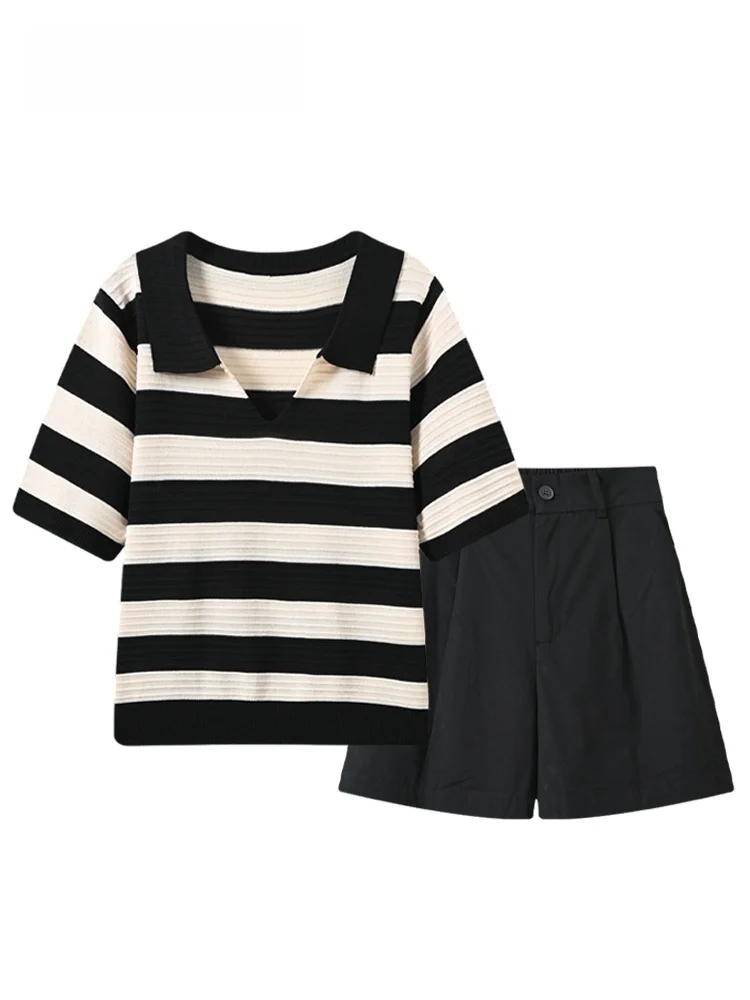 Summer New Style College Wind Set Women's plus Size Striped Anti-Aging Short Sleeve T-Shirt Shorts Trendy Cara CLUB
Summer New Style College Wind Set Women's plus Size Striped Anti-Aging Short Sleeve T-Shirt Shorts Trendy Cara CLUB