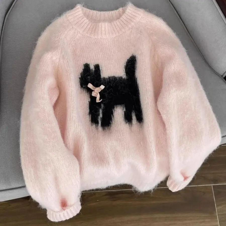 Soft Pink Sweater Women's Autumn Winter O-neck Cartoon Cat Pullover Sweater Girls Sweet Bow Loose Pullover Long Sleeve Top
Soft Pink Sweater Women's Autumn Winter O-neck Cartoon Cat Pullover Sweater Girls Sweet Bow Loose Pullover Long Sleeve Top