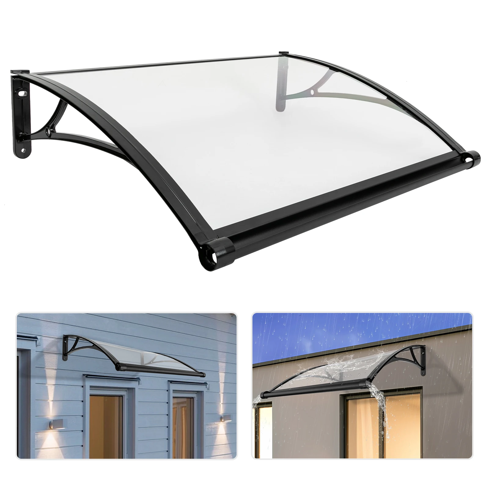 Aluminum Alloy&PC Black+Clear Front Doors/Windows Overhang Awning for Sun Shutter Patio Awning Canopy
Aluminum Alloy&PC Black+Clear Front Doors/Windows Overhang Awning for Sun Shutter Patio Awning Canopy