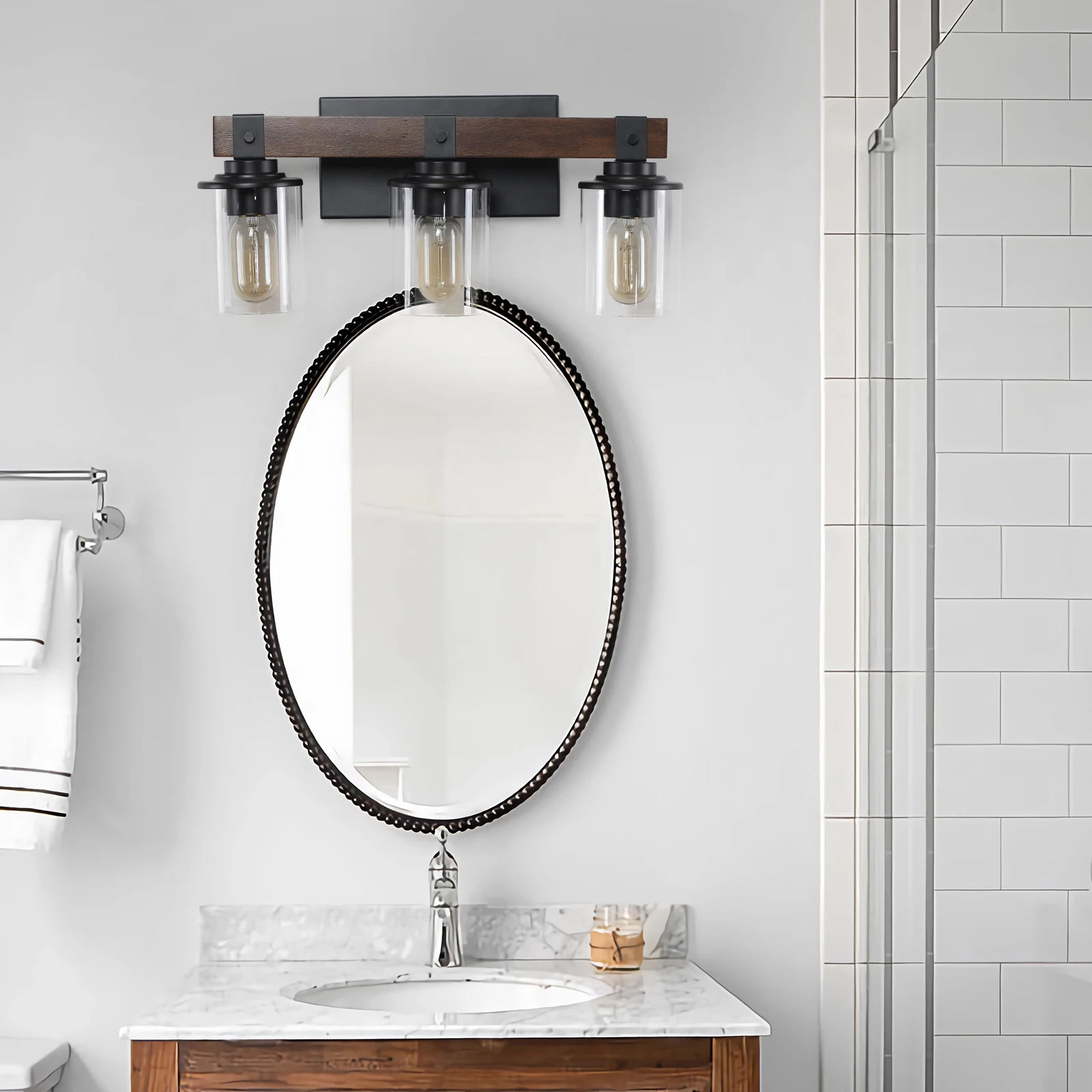 3-Lights Farmhouse Vanity Lights Fixture Rustic Bathroom Light Fixture Bathroom Sconce (Without Bulbs)
3-Lights Farmhouse Vanity Lights Fixture Rustic Bathroom Light Fixture Bathroom Sconce (Without Bulbs)