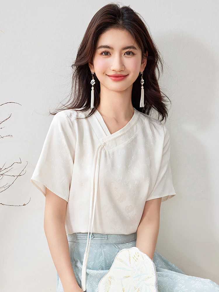 2025 Summer Chic Design Short Sleeve Shirt Fashion New Chinese Style Jacquard Elegant Women Shirt Casual Tops
2025 Summer Chic Design Short Sleeve Shirt Fashion New Chinese Style Jacquard Elegant Women Shirt Casual Tops