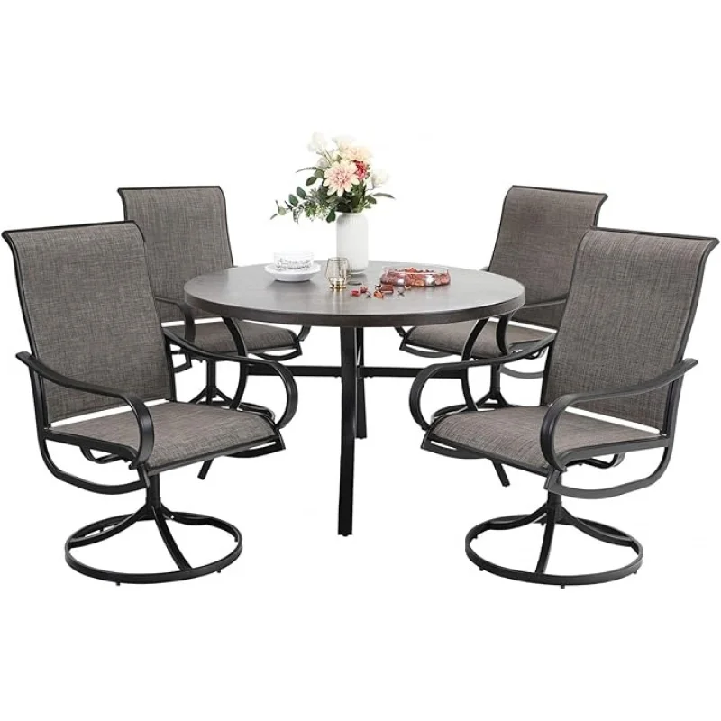 All-Weather-Piece Patio Dining Set, Swivel Chairs & 44 Round Metal Table, Brown Outdoor Furniture Garden Pool
All-Weather-Piece Patio Dining Set, Swivel Chairs & 44 Round Metal Table, Brown Outdoor Furniture Garden Pool
